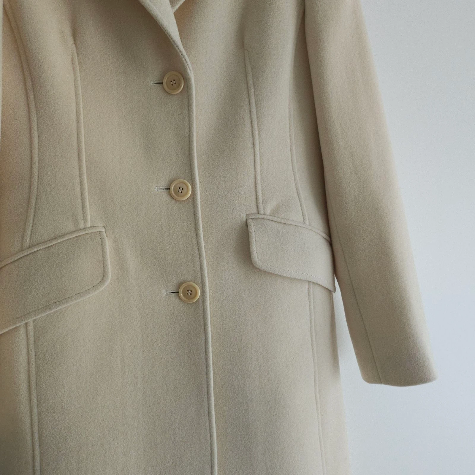 Loredana Del Monte 100% mérinos casaco creme longo – photo 7